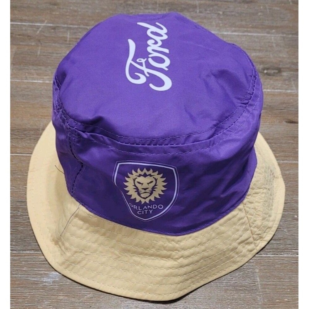 Orlando City Soccer SC MLS Bucket Hat Purple Yellow Multiple Logos FORD Cap